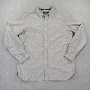 Ralph Lauren Mens Large Button Down Shirt LS Gray Flesh Pony